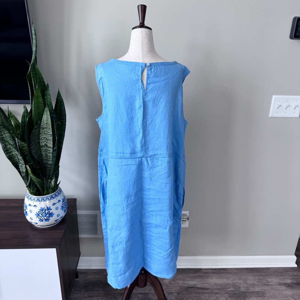 J.Jill Sleeveless Light Blue Linen Shift Dress - Picture 8 of 9